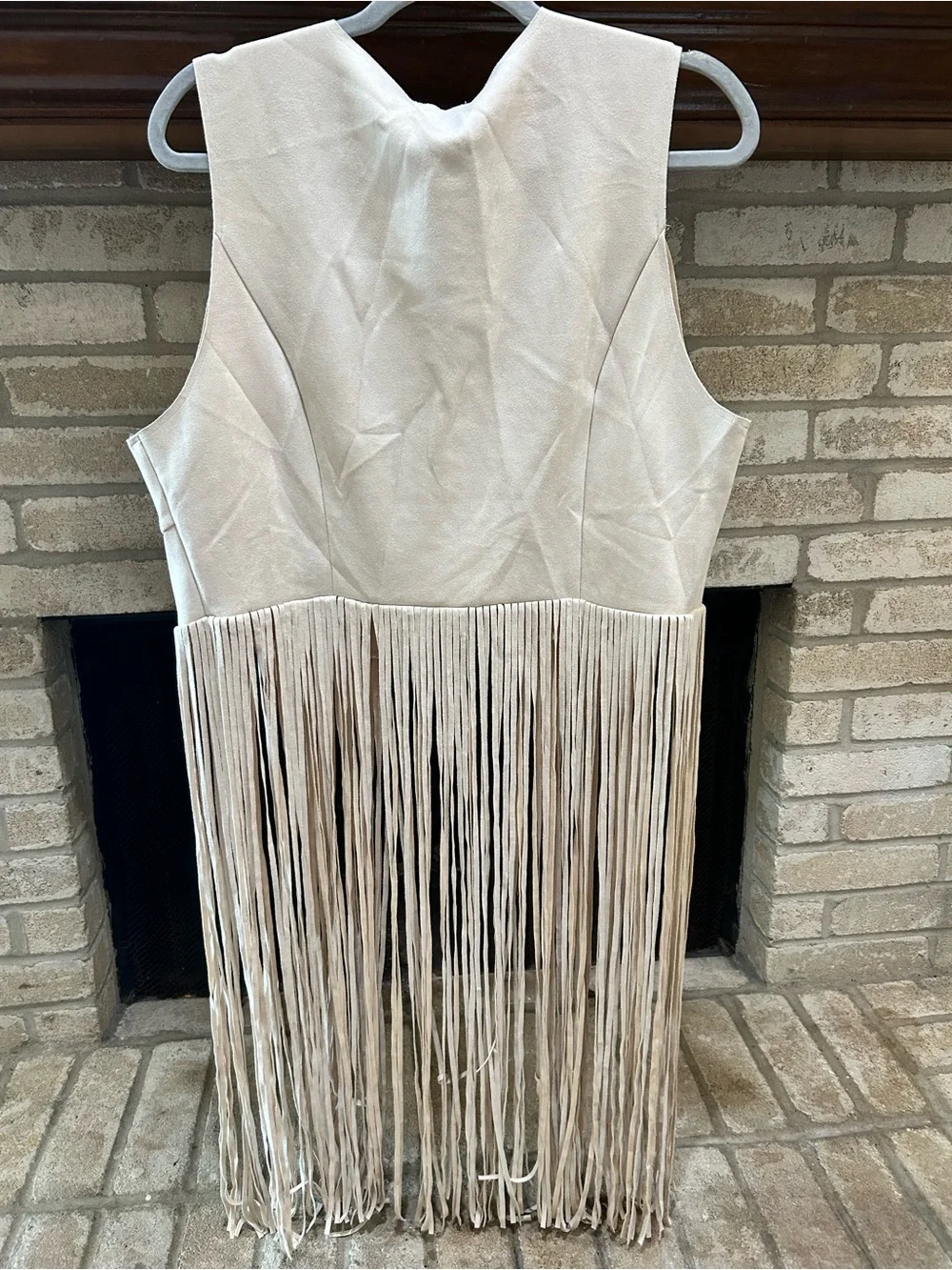 Main Strip Cream Open Front Vest EUC